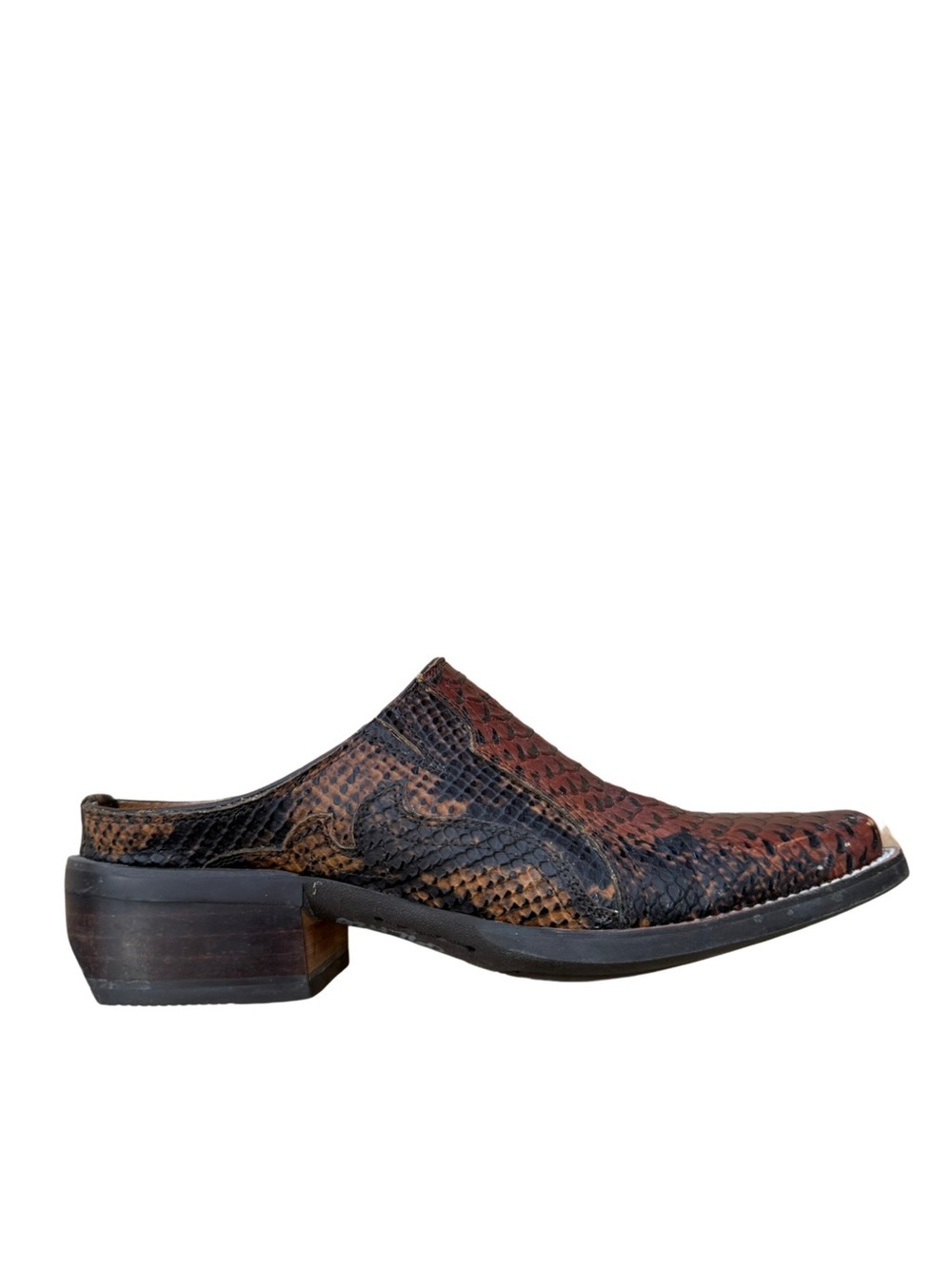 ARIAT Embossed Leather Western Mule Clogs Brown Python Print Size 7.5B - Picture 5 of 12